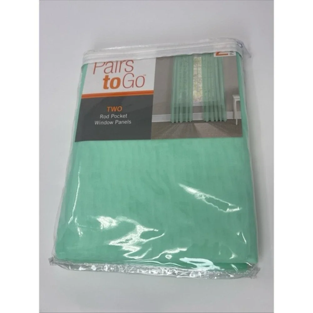 Pairs to Go Rod Pocket Sheer Window Panels set of (2) Beach‎ Glass Green 59x63